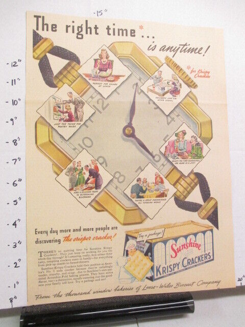newspaper ad 1940s SUNSHINE KRISPY CRACKERS WWII American Weekly WATCH