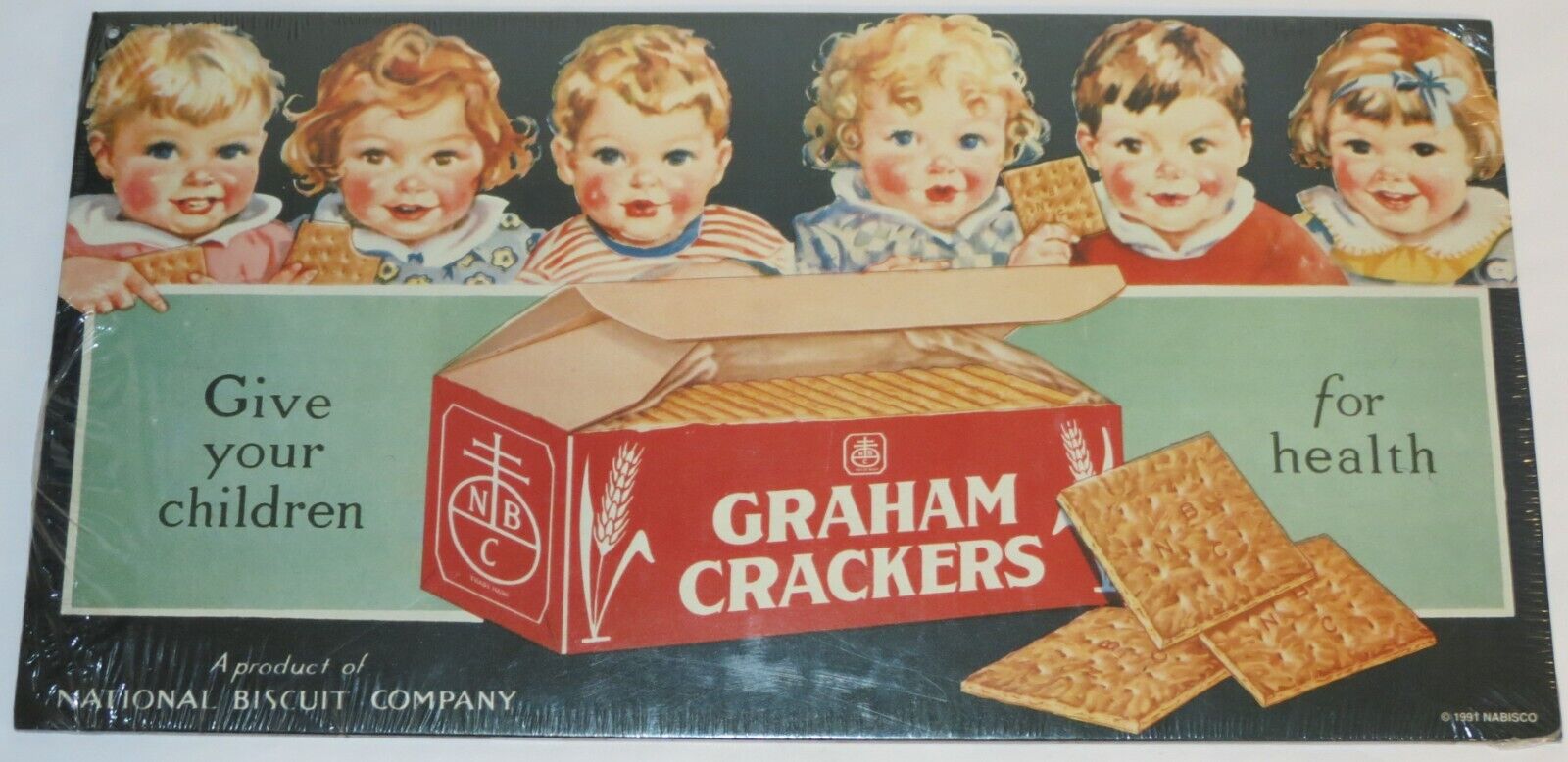 Nostalgia Ink 1991 Nabisco Repro Cardboard Ad Sign- Graham Crackers
