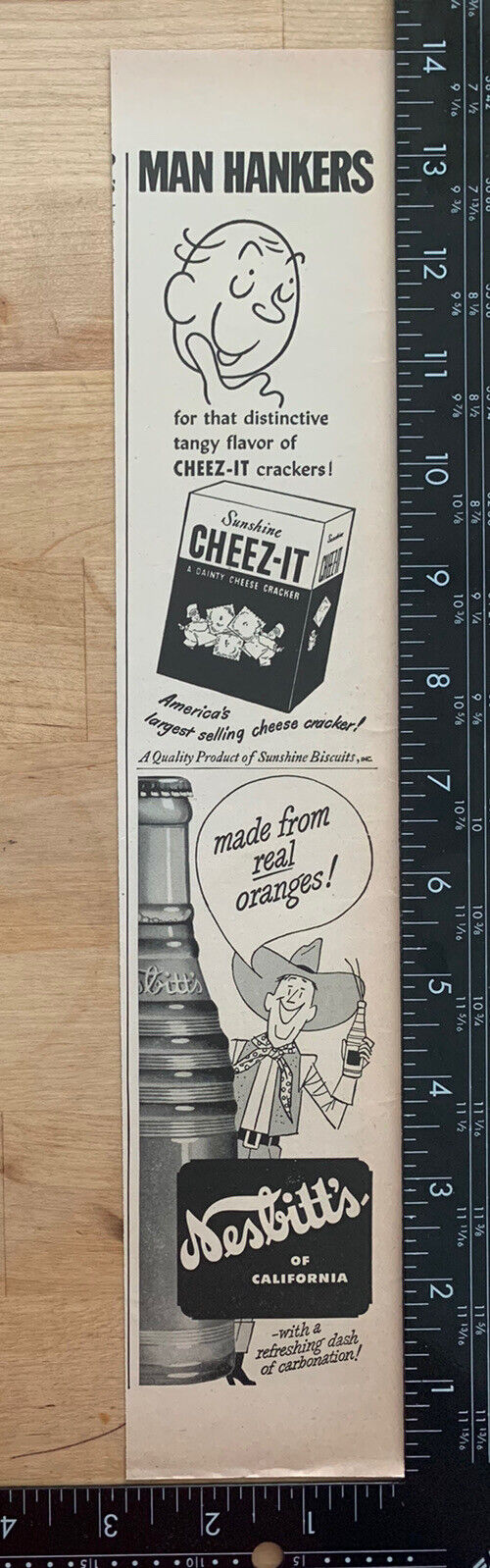 1940s Vintage Ad Sunshine Cheez-It Nesbitt’s Of California Orange Drink Ephemera