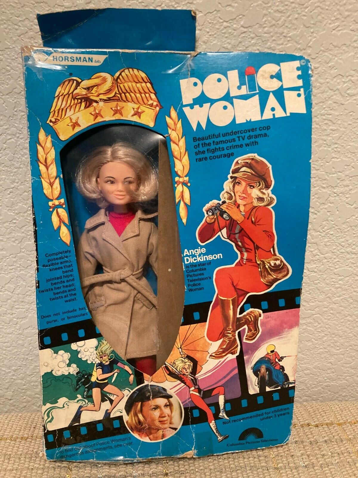 Vintage Horsman Dolls Police Woman Angie Dickinson Vinyl Poseable Doll