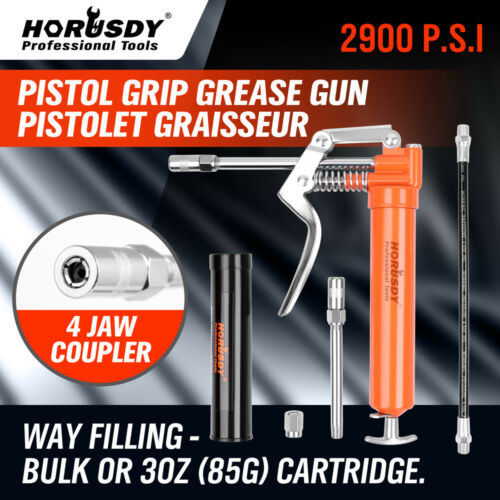 Mini Grease Gun Pistol Grip W/ 3 Oz Lubricating Cartridge Greas Lube Refillable