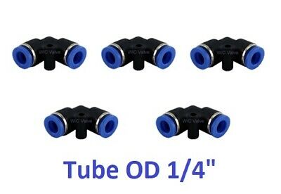 Pneumatic Elbow Union Push In Air Fitting Tube Od 1/4" Quick Release 5 Pieces