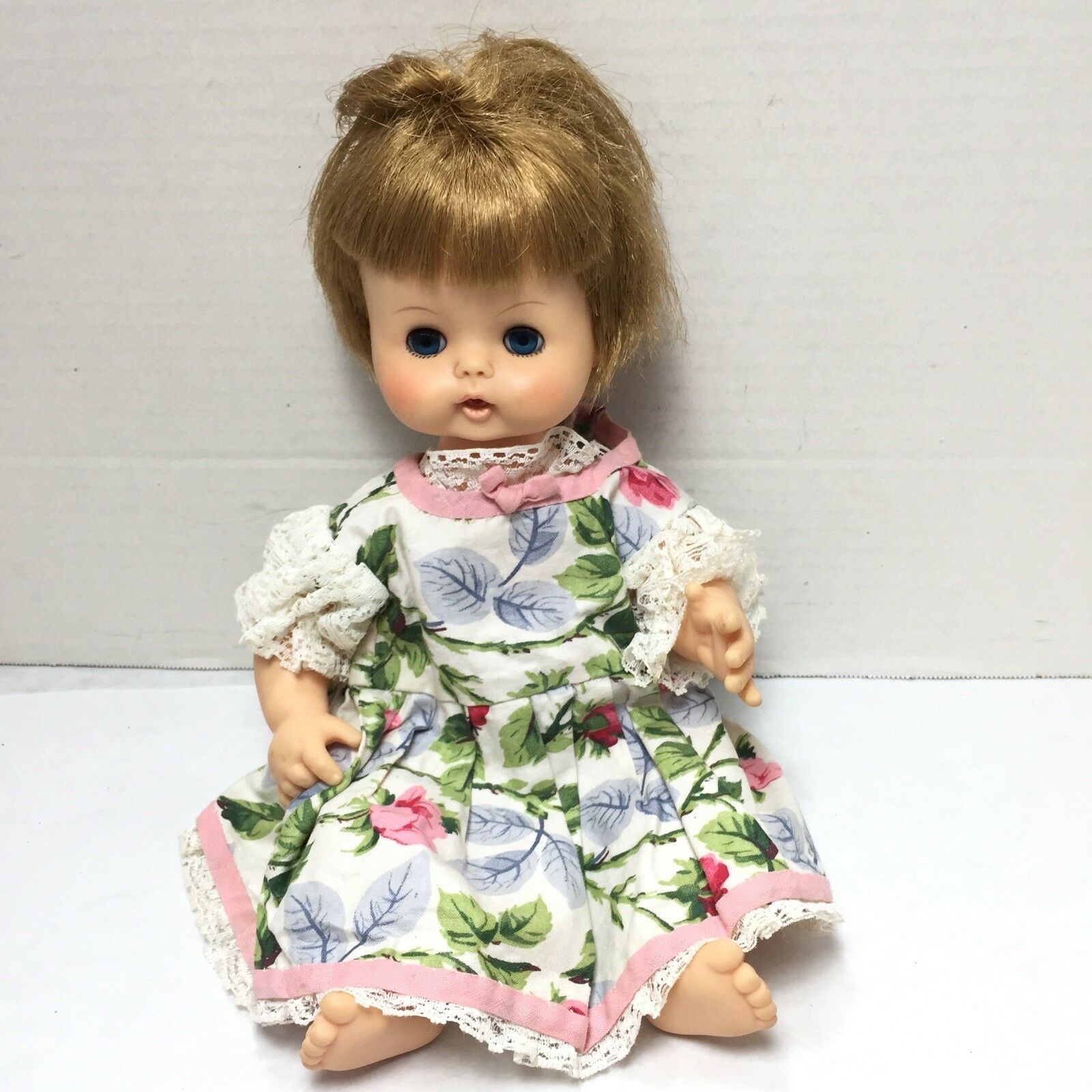 Vintage  Horsman Plastic Girl Baby Doll with Blond Hair  Sleepy Eyes 10.5