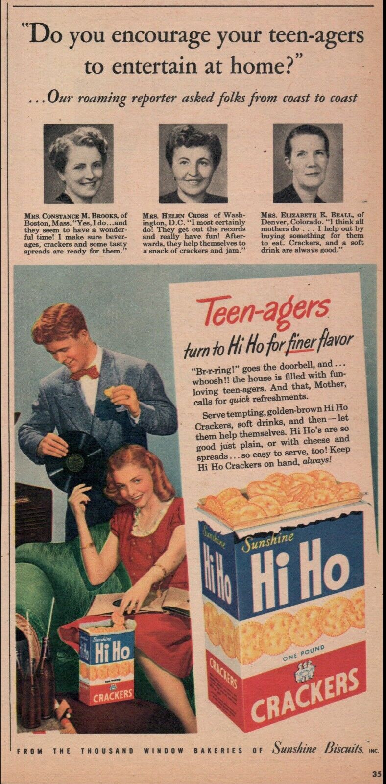 1950's HI-HO Crackers Sunshine Biscuit Company Colorful Magazine Print Ad