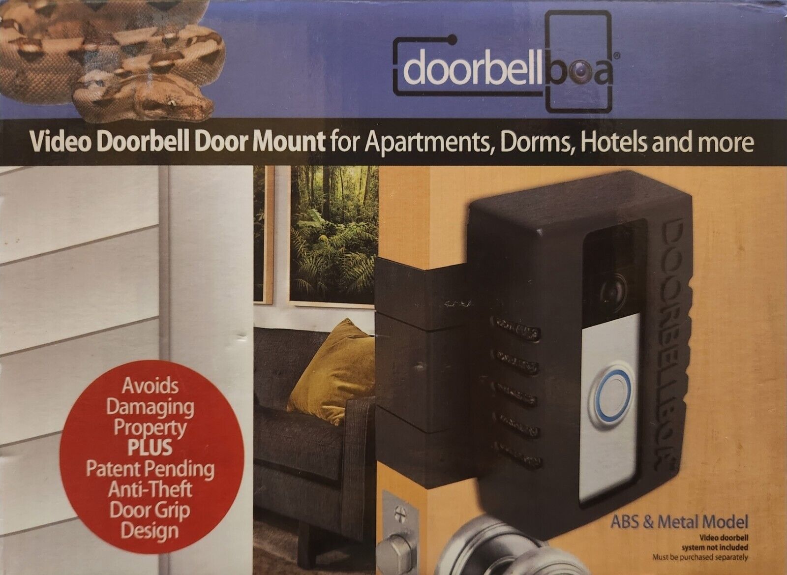 Doorbell Boa Anti-Theft Video Doorbell Door Mount (New)