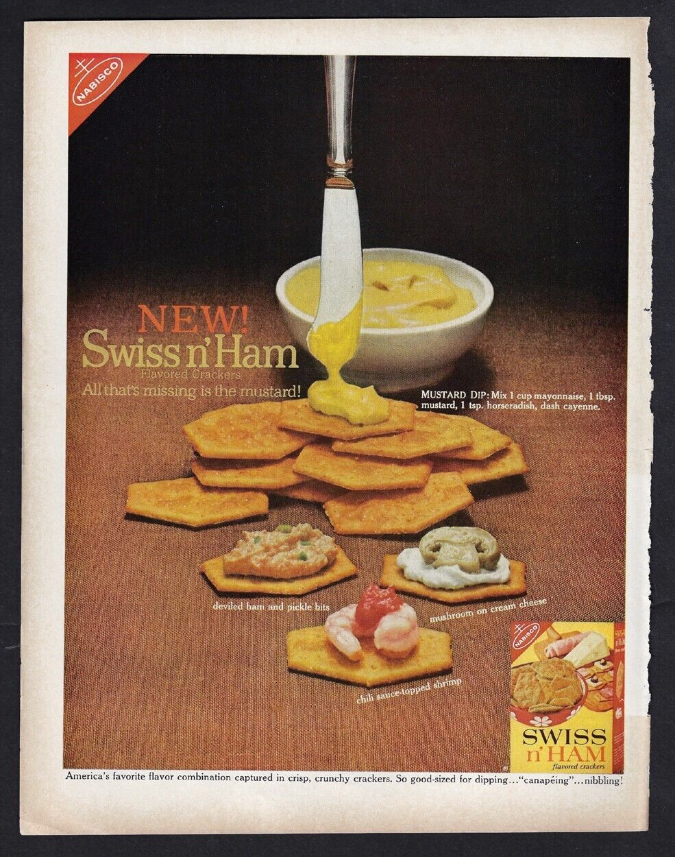1962 NABISCO Swiss n Ham CRACKERS Print Ad 