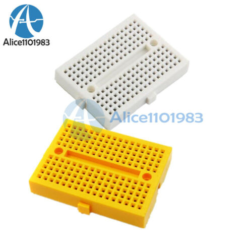 Mini White Solderless Prototype Breadboard Yellow 170 Tie-points Shield