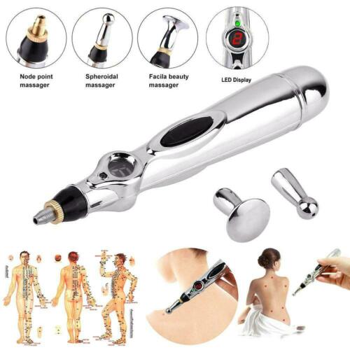 Electronic Acupuncture Pen Body Meridian Massage Pain Relief Tool with 3 Heads