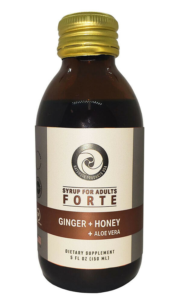 GINGER, HONEY & ALOE  VERA SYRUP FORTE FOR ADULTS, 5 Oz (150ml)