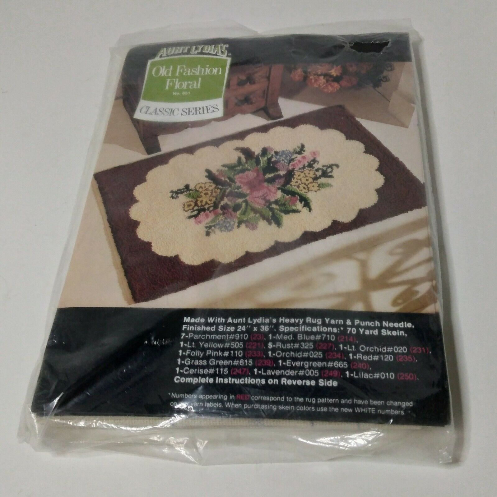 Vintage # 651 Aunt Lydia's Old Fashioned Floral Rug Pattern Pattern 24" X 36"
